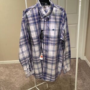 Cinch Men's White and Blue Checkered Shirt